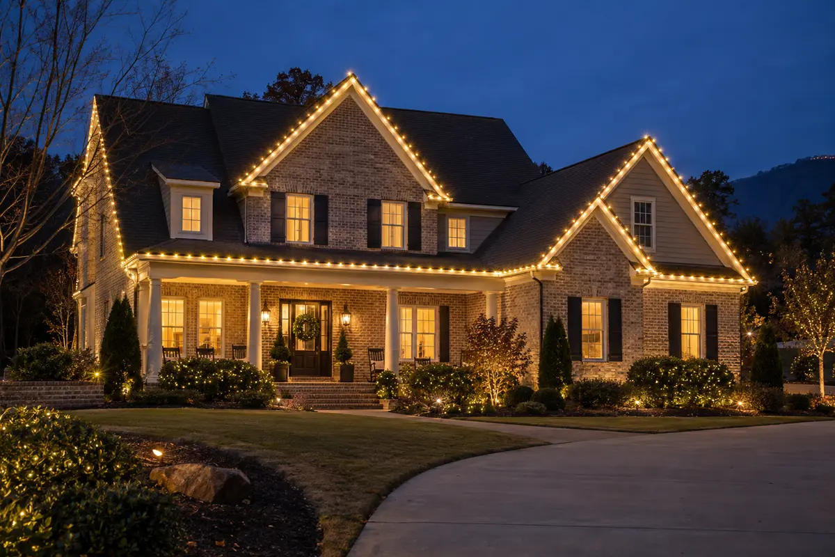 Coordinated residential Christmas light display
